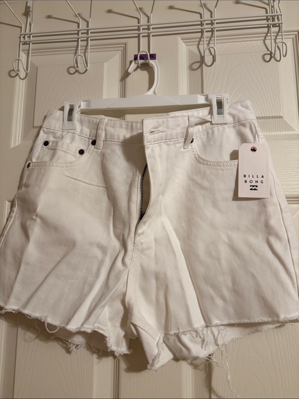 Billabong White Raw-Hem Denim Shortie
